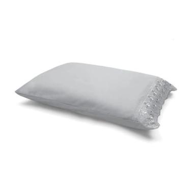 Imagem de Jogo de Lençol King Buettner Sonata com aplicação de Renda Bordado Cinza