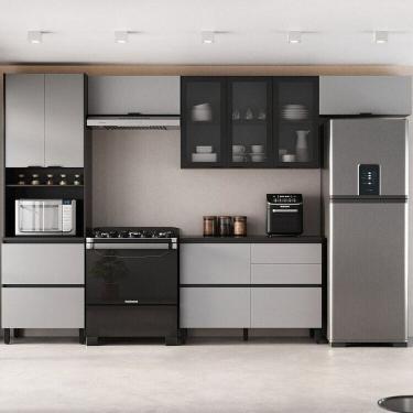 Imagem de Cozinha Modulada 5 Peças 9 Portas 5 Gavetas Mdf Dodradiça Slow Motion Lúmina Itatiaia Grafite/Cinza