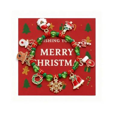 Imagem de 72ore Pulseiras de Natal para mulheres, joias de Natal, pulseiras elásticas femininas, acessórios de roupa de férias, presentes para meias, Large, Zinco, Sem Pedra Preciosa