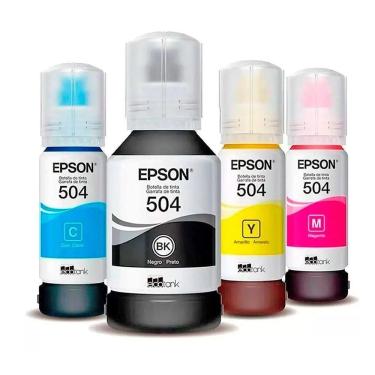 Imagem de Kit 4 Cores Tinta 504 T504 Epson autêntico Para L4150 L4160 L4260 L6161 L6191 L6270