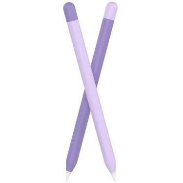 Imagem de FAFALITHIC Pacote com 2 capas de silicone compatíveis com Apple Pencil 1ª geração capa protetora com aderência confortável (roxo + roxo escuro)