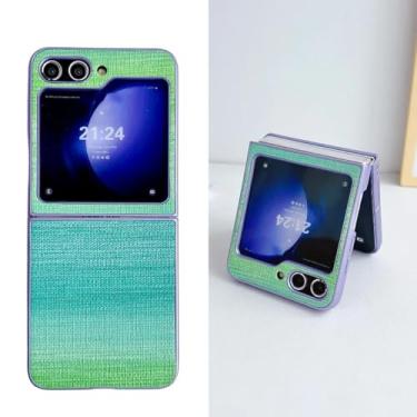 Imagem de Capa colorida com textura de couro para Samsung Galaxy Z Flip 7 6 5 4 3 Zflip7 Flip6 (para Galaxy Z Flip7/Verde)
