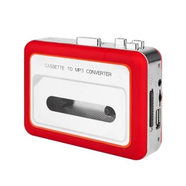 Imagem de EBTOOLS Leitor de Fita Cassete, Canal Duplo Estéreo, Entrada para Fone de Ouvido de 3,5 Mm, Conversor Portátil de Cassete para Mp3, Gravador USB, Som Nítido, Reversão Automática (vermelho)