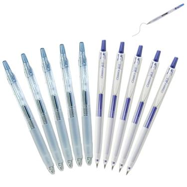 Imagem de GZBABY Caneta de gel de ponta fina, 10 peças, canetas esferográficas retráteis com aderência macia, 0,5 mm, tinta de secagem rápida (azul, azul escuro)