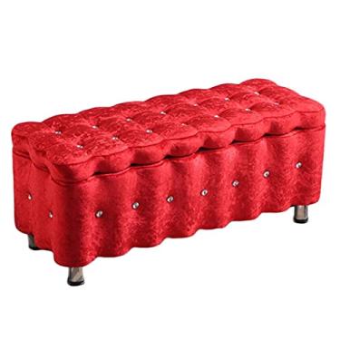 Imagem de FAMEOYA Caixa otomana de armazenamento retangular banquinho otomano com tampa articulada, simplicidade nórdica, sala de estar, sofá, banco, quarto, cama, banco, sala de estar, trocador de sapatos (cor