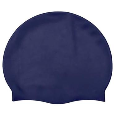 Imagem de Touca De Natação Silicone Resistente Grande XL - Tamanho GG para cabelos Volumosos -touca de natação para Piscina e Mar(Azul Marinho)