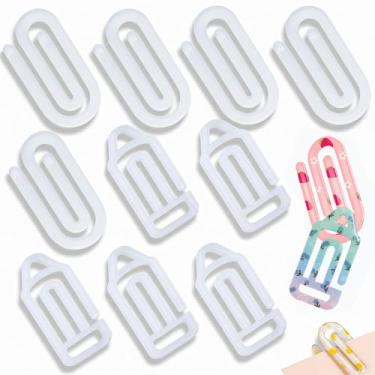 Imagem de 10 peças de clipes de papel acrílico para sublimação, clipes de papel jumbo de 10 x 5 cm, transparentes para transferência de calor, marcadores de livro DIY, materiais escolares, artigos de papelaria