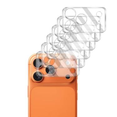 Imagem de Pacote com 6 protetores de lente de câmera para iPhone 17 Pro, vidro temperado, ultra HD, dureza 9H, antiarranhões, compatível com capas, fácil de instalar [Sem afetar fotos noturnas]