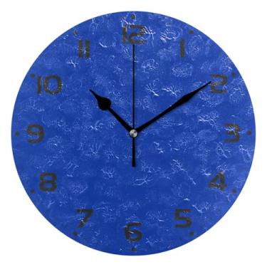 Imagem de JUZIHAI Relógio de parede azul silencioso, sem tique-taque, relógios de parede redondos operados por bateria, fácil de ler, relógio decorativo de parede para casa, cozinha, sala de estar, quarto