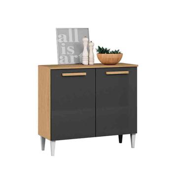 Imagem de Balcão Cozinha Com Tampo 92cm 2 Portas Nicole Atacama/grafite A09 - D'rossi