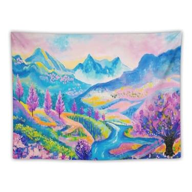 Imagem de Bola de discoteca em cacto rosa deserto paisagem tapeçaria de parede retrô boho decoração arte caprichosa para sala de estar quarto dormitório brincalhão oeste pendurado acento cena vibrante 30 x 40