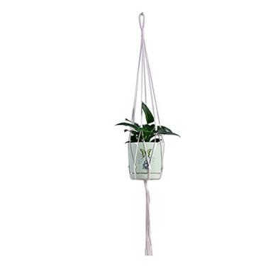 Imagem de Macramé Suporte para Planta Corda de Algodão Decorativo Vasos Flores Jardineira Suspensa Interior Cesto Casa Artesanal resistente Versátil Fácil Pendurar Ótimo