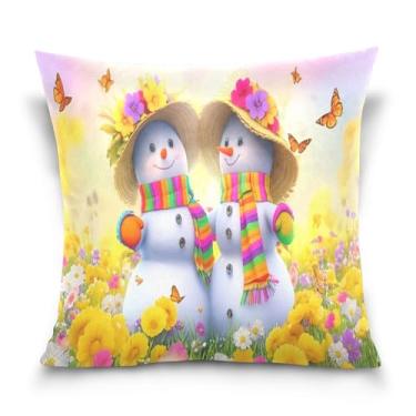 Imagem de Wassud Lindas capas de almofada de Natal com bonecos de neve 40,6 x 40,6 cm para sofá, sofá, casa, casa de fazenda, decoração de quarto