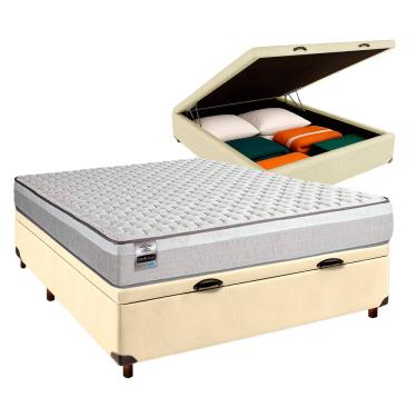 Imagem de Cama Box Bau + Colchão Casal Molas Ensacadas Hanover Inducol
