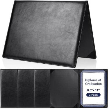 Imagem de Porta-certificados: couro Tenare, 8,5 x 11 polegadas, PU preto, 3 unid