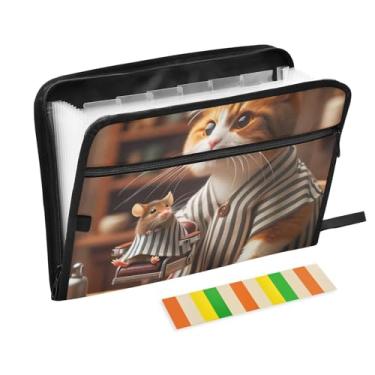 Imagem de Cat is Giving Mouse Haircut Pastas de arquivo expansíveis A4 Pasta sanfonada de documentos em papel para tamanho carta e tamanho A4 para material de escritório escolar