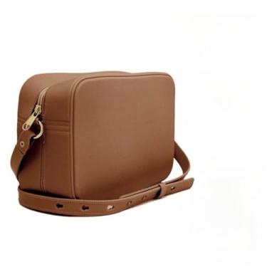 Imagem de Bolsa Transversal de Couro Sintético, Alça Ajustável com Fecho Dourado, Disponível em Marrom e Preto (castanho)