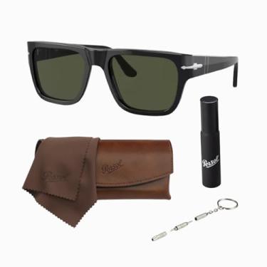 Imagem de Persol Óculos de sol quadrados PO3348S com kit oficial de óculos