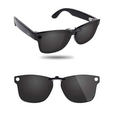 Imagem de Fiskr Óculos de sol polarizados Clip-On para Ray-Ban Meta Wayfarer RW4006 e Gen 2 RW4012 (tamanho 50-22) - Proteção UV - Não abre, Preto clássico, 50mm