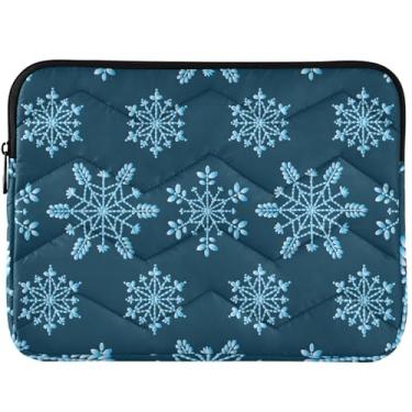 Imagem de Capa protetora de Natal azul flocos de neve para laptop capa protetora para notebook floral capa universal 13 para laptop 14 polegadas