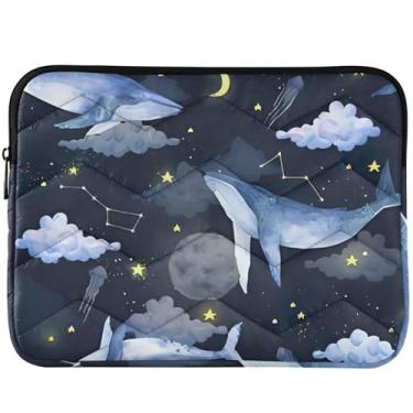 Imagem de Baleias Nuvens Lua Estrelas Espaço Capa para Notebook Universal 13-14 Polegadas Capa para Laptop para MacBook Air 13 Manga