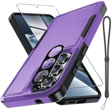 Imagem de Capa para Samsung Galaxy S26 Ultra com protetor de tela + capa de lente de câmera, capa de telefone resistente à prova de choque de grau militar com alça de pulso para Samsung S26Ultra, lavanda
