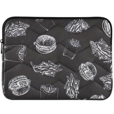 Imagem de Capa para notebook French Fries Burgers preta para MacBook Air 13 polegadas, capa para laptop de 13 a 14 polegadas, universal