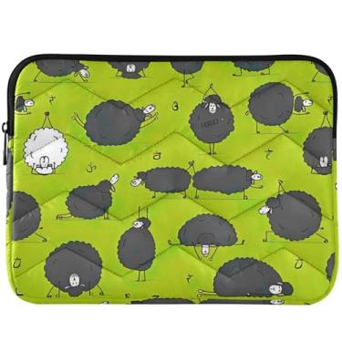 Imagem de Capa para notebook com estampa de ovelhas engraçadas fazendo ioga verde acolchoada universal de 13 a 14 polegadas para MacBook Air Sleeve de 13 polegadas