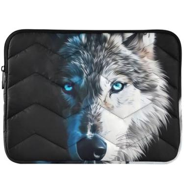 Imagem de Capa para laptop Wolf preta e branca para Macbook Pro 14 capa fofa para notebook universal 13-14 polegadas