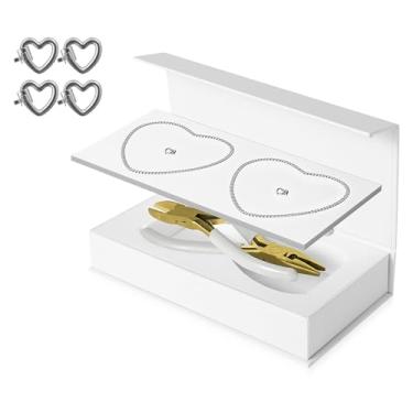 Imagem de HUGOMOVA Kit de pulseiras permanentes para casais – Conjunto de pulseiras Sterling Forever DIY com fecho de coração, presente ideal para Natal, aniversário, dia dos namorados e atividades noturnas