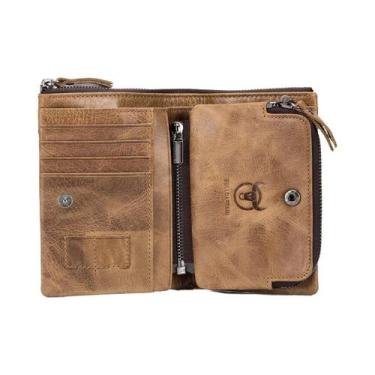 Imagem de Carteira De Couro Retro RFID Masculina BULLCAPTAIN, Bolsa Curta Pequen