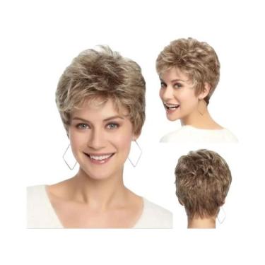 Imagem de Peruca Curta Dourada Em Camadas Para Mulheres, Mistura Sintética De Ca