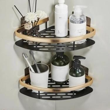 Imagem de Kit Suporte De Shampoo Organizador Metal Prateleiras De Banheiro Cozinha Sem Furo prateleira ，acess��rios para banheiro，suporte shampoo (Dourado 2 Peças (Triangulo))