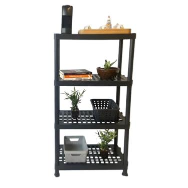 Imagem de Estante Modular Multiuso Preta com 4 Prateleiras - Versatilidade para Diversos Ambientes