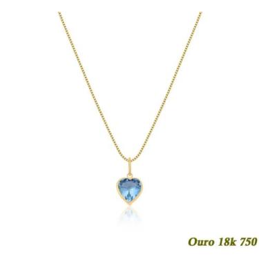Imagem de Colar Feminino Veneziana Em Ouro 18k 750 50cm + Pingente Coração Água 