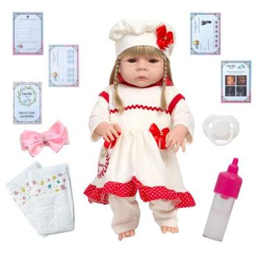 Imagem de Bebê Estilo Reborn Abigail Menina 46cm Com Chupeta Kit Itens - Cegonha