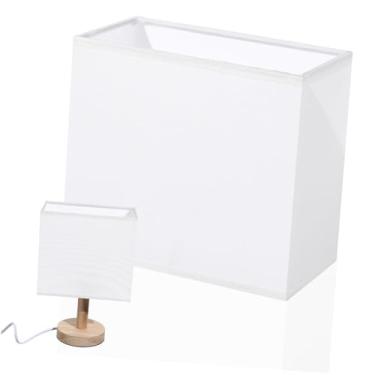 Imagem de COOLHIYA Abajur de tecido retangular, cobertura de pano macio para mesa de cabeceira, luz quente, fácil instalação, abajur retangular para sala de estar e uso hospitalar