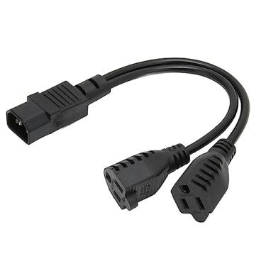 Imagem de Fio de Plugue Energia Divisor Y IEC 320 C14 Macho para Cabo Adaptador Duplo 5 15R Fêmea 10A 125 Capa Externa PVC Retardante à Chamas Isolante ao Calor Design Reforçado Resistência Tração e Desgaste Es