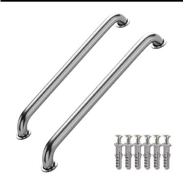 Imagem de Kit Barra Alça De Apoio Corrimão Banheiro Segurança Idoso Deficiente 40cm E 60cm Inox Não Enferruja Acessibilidade Suporte Pegador Design Elegante