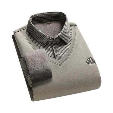 Imagem de Suéter Masculino De Inverno Grosso Com Gola Polo Forrado De Lã, Estilo