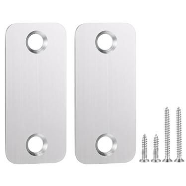 Imagem de MBAIYO Conjunto de 2 placas de enchimento de furo de borda de porta, 2,5 cm x 6,5 cm capa de trava de fechadura de aço inoxidável placa de ataque em branco para tampa de orifício de porta