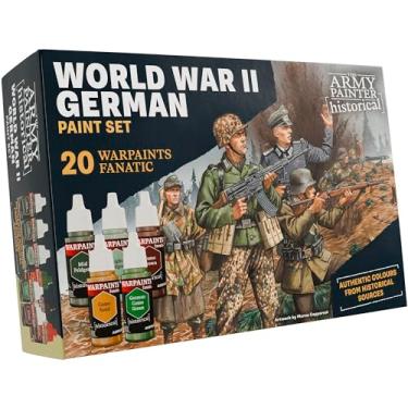 Imagem de The Army Painter Histórico: Conjunto de tintas alemãs da Segunda Guerra Mundial, 20 x 18 ml Warpaintts Fanatic: 14 acrílico, 4 lavagens, 1 efeito e 1 tinta metálica em miniatura para recriar o
