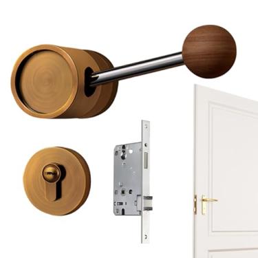 Imagem de Maçanetas De Porta Interiores Com Fechadura,Fecho Silencioso De Alta Resistência Sem Chave | Maçanetas Com Fechadura Para Portas Interiores,Para Casa Porta Interior Quarto Banheiro Garagem Segurança