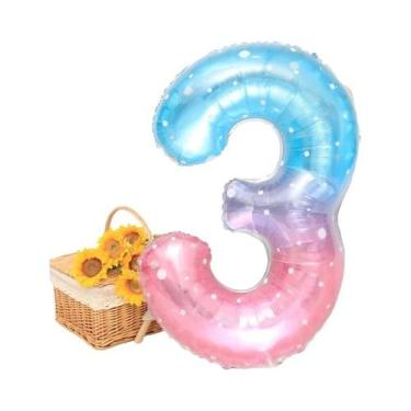 Imagem de Balões De Folha Gigantes De 40 Polegadas Com Números, Cor Gradiente Cé