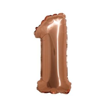 Imagem de BALAO METALIZADO C/CANUDO 16" ROSE GOLD NUMERO 1
