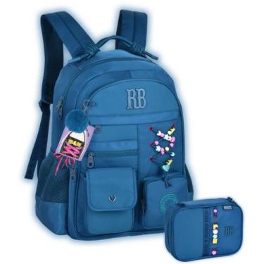 Imagem de Kit Mochila e Estojo Box Rebecca Bonbon Casual Escolar Girls Cor:Azul,