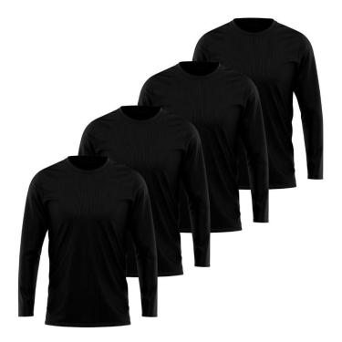Imagem de Kit 4 Camisetas Manga Longa Segunda Pele Masculina Lisa Dry Academia Fit-Masculino