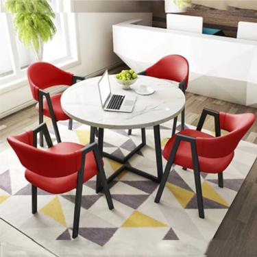Imagem de Conjunto de mesa e cadeira de clube de recepção de escritório, mesa de negociação, mesa de centro com cadeira, pequenas mesas de conferência, conjunto de mesa de jantar para 4 (cor: 18, tamanho: 31,4