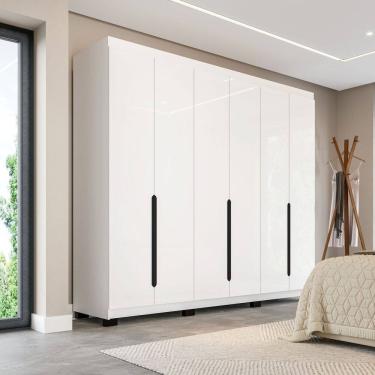 Imagem de Guarda-roupa Casal 6 Portas de Bater Madrid Branco