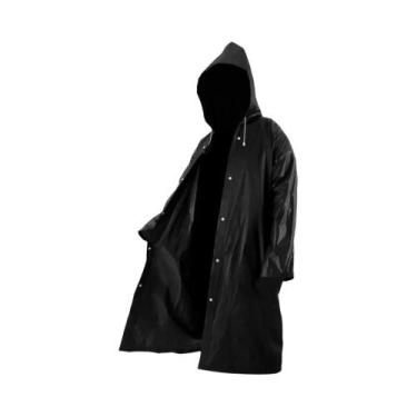 Imagem de Capa De Chuva Unissex Reforçada E Impermeável Preta 145x70cm Em Materi